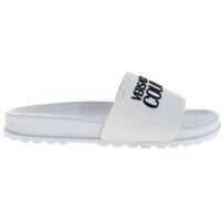 Slapi Black Logo Slippers In White Femei
