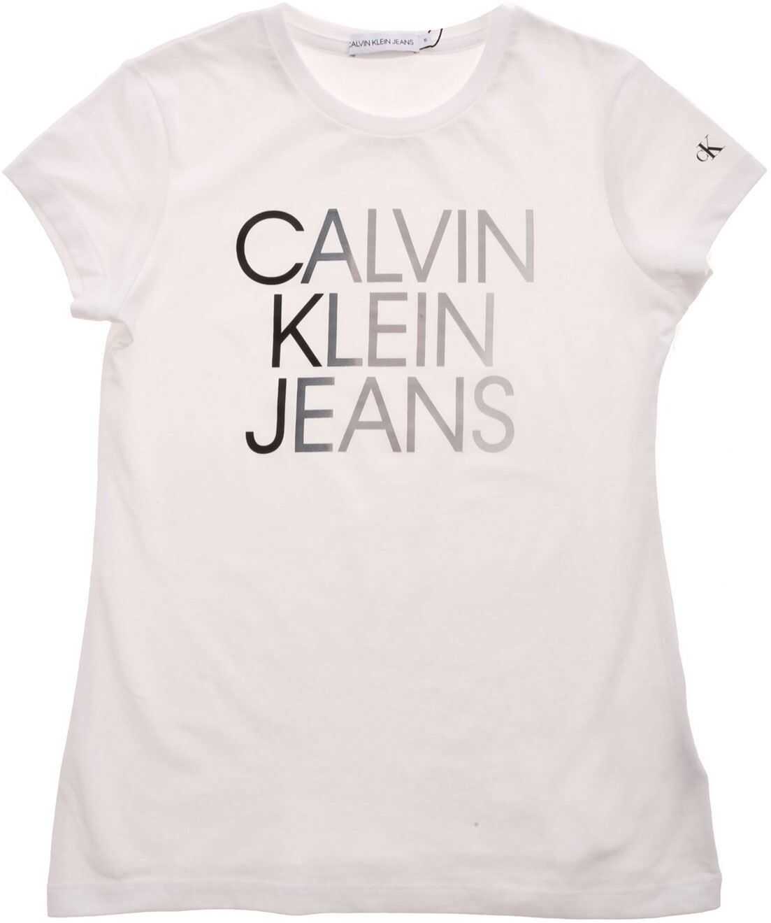 Calvin Klein Jeans Front Print T-Shirt In White White