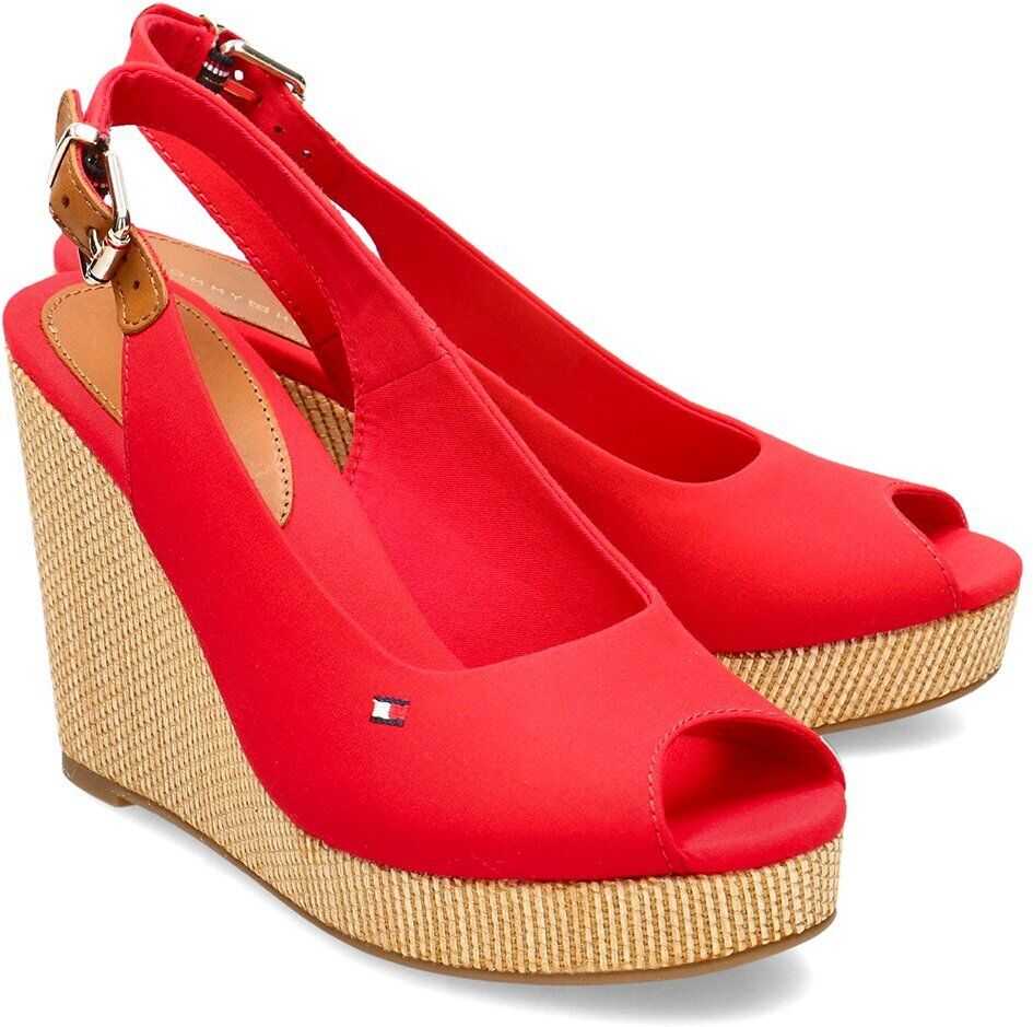 Tommy Hilfiger Iconic Elena Sling Back Wedge Czerwony