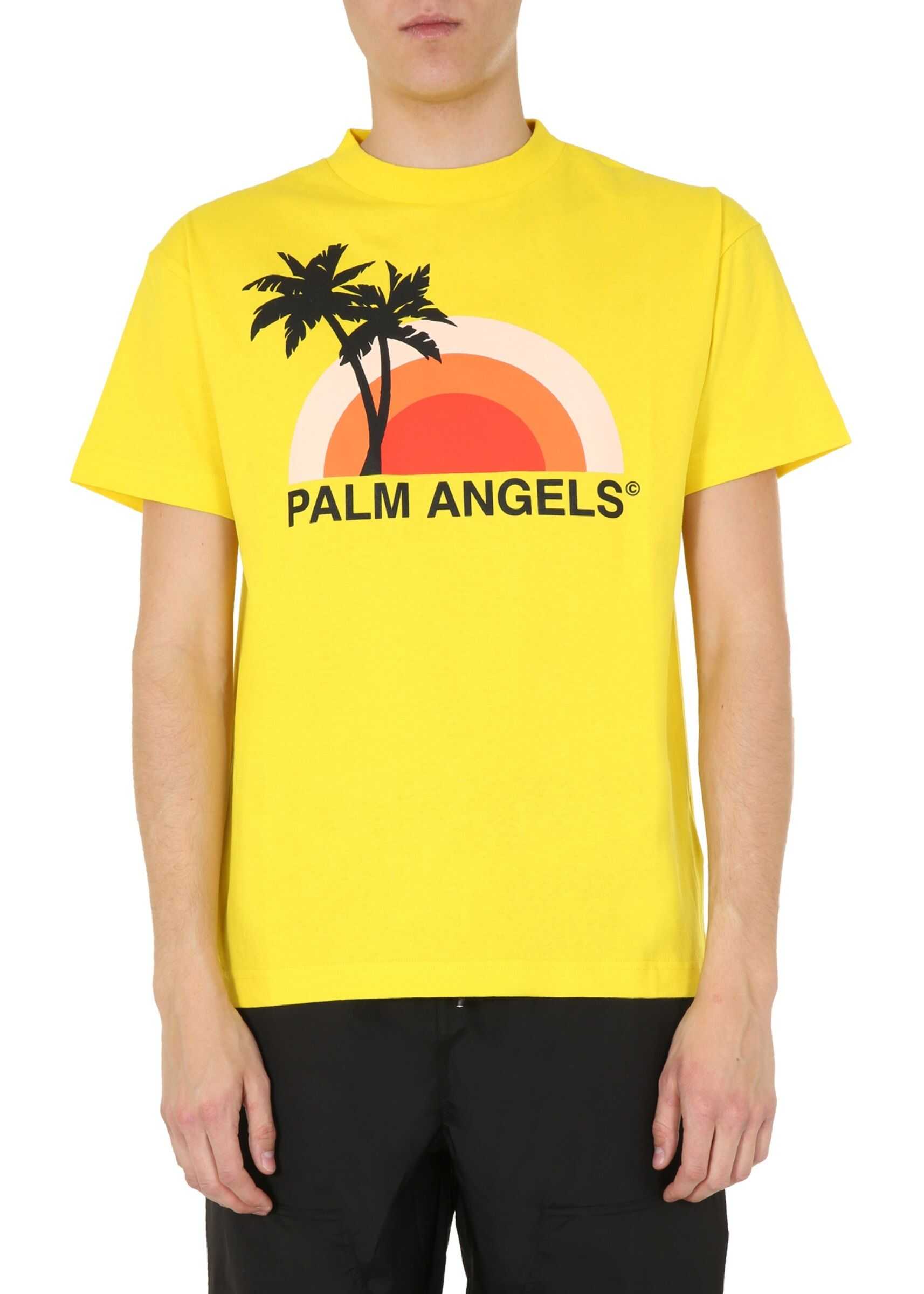 Palm Angels Round Neck T-Shirt YELLOW
