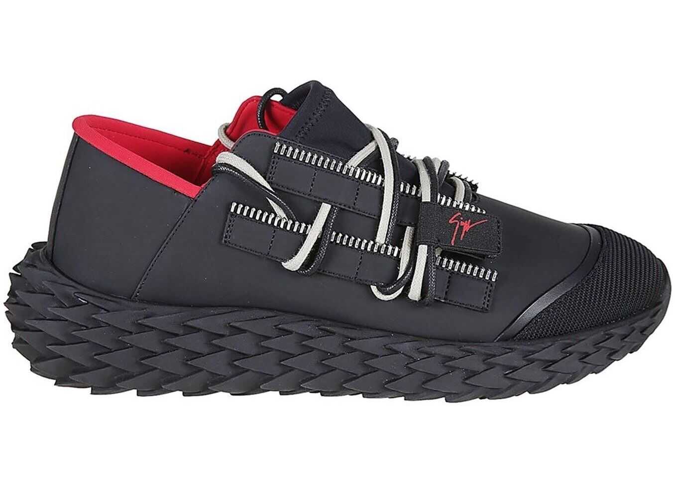 Giuseppe Zanotti Urchin Rubberized Leather Sneakers Black