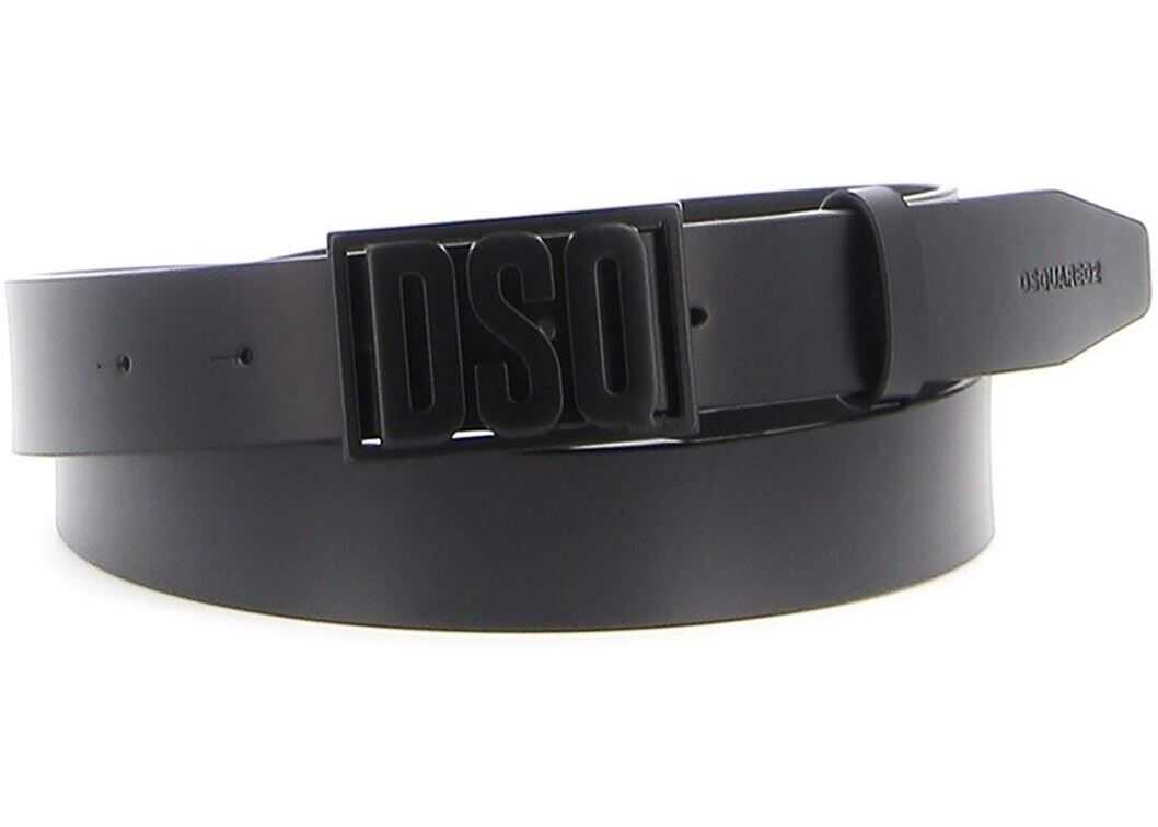 DSQUARED2 Dsq Buckled Matte Leather Belt Black