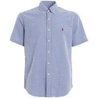 Camasi casual Check Print Short Sleeve Cotton Shirt Barbati