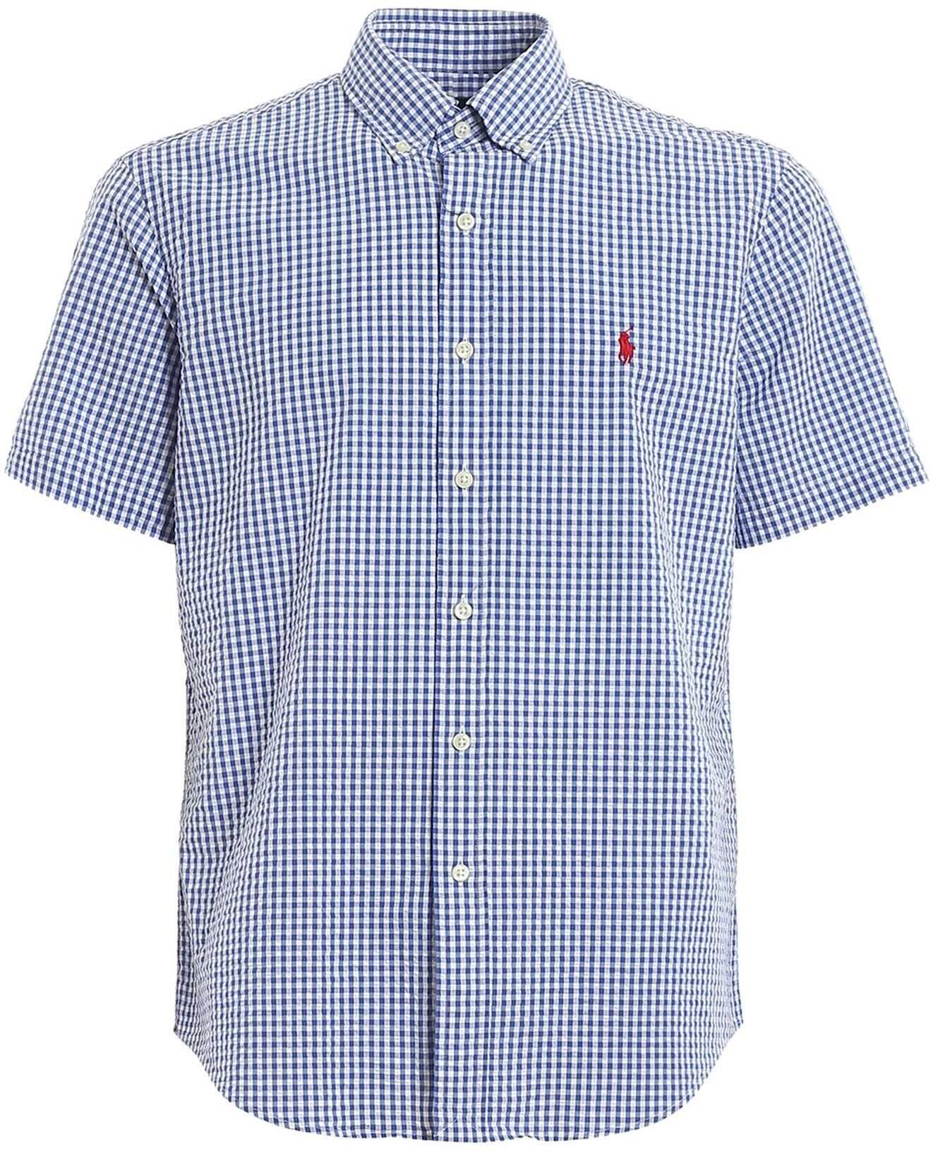 Ralph Lauren Check Print Short Sleeve Cotton Shirt Blue