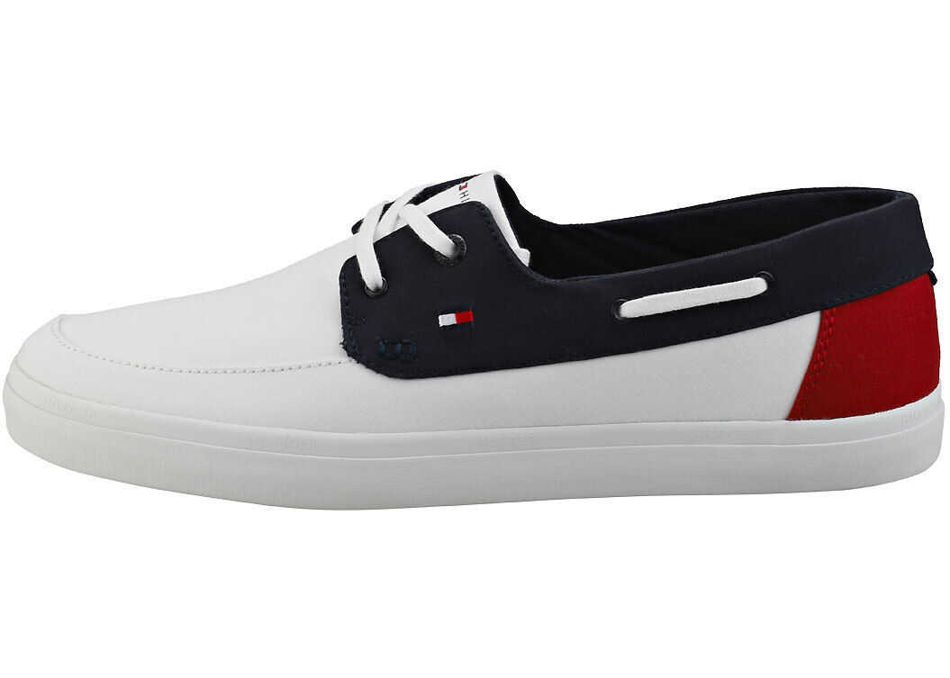Tommy Hilfiger Seasonal Core Boat Shoes In White Navy Red* White