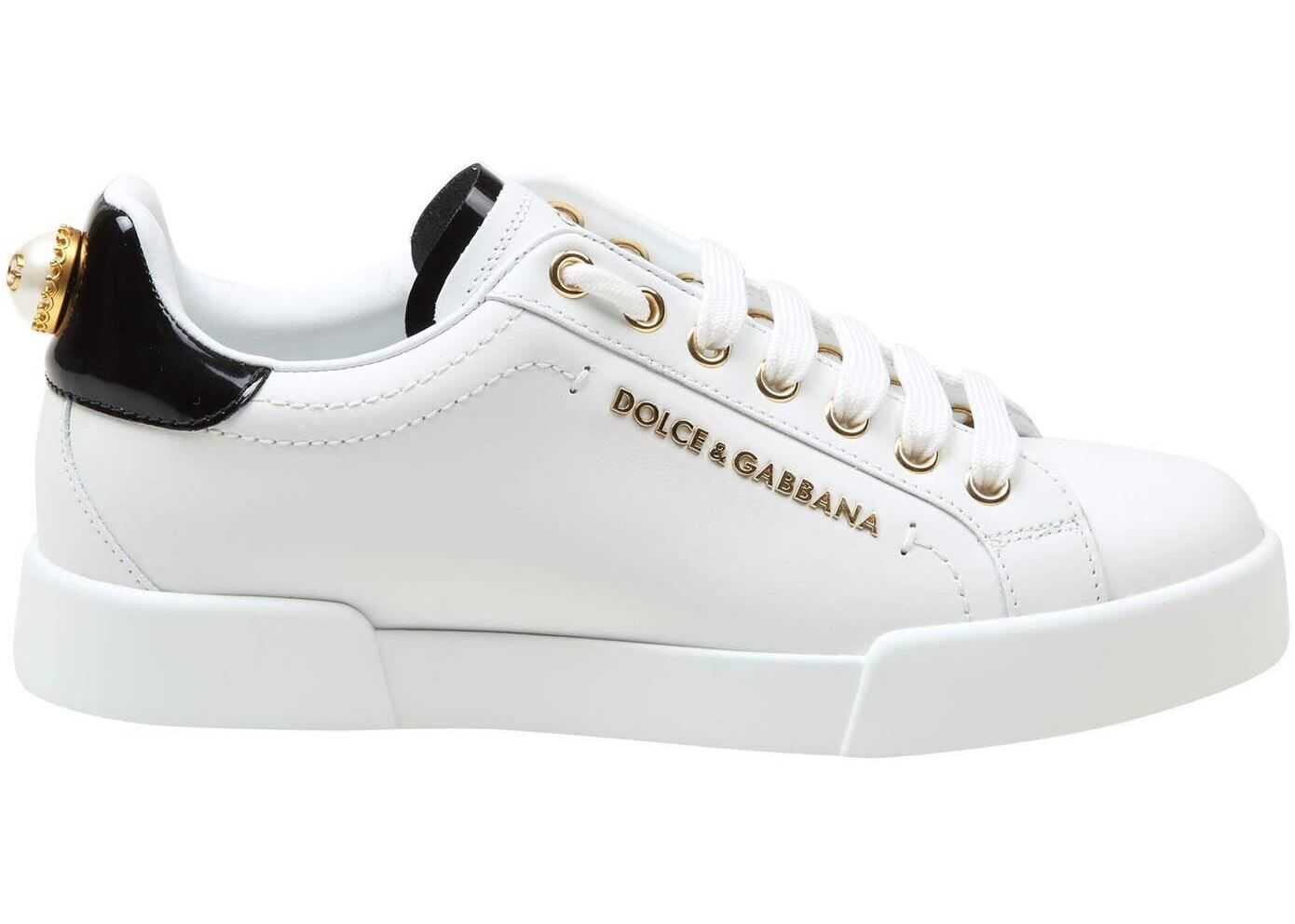 Dolce & Gabbana Portofino Maxi Pearl Sneakers In White White