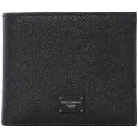 Portofele Black Dauphine Leather Wallet Barbati