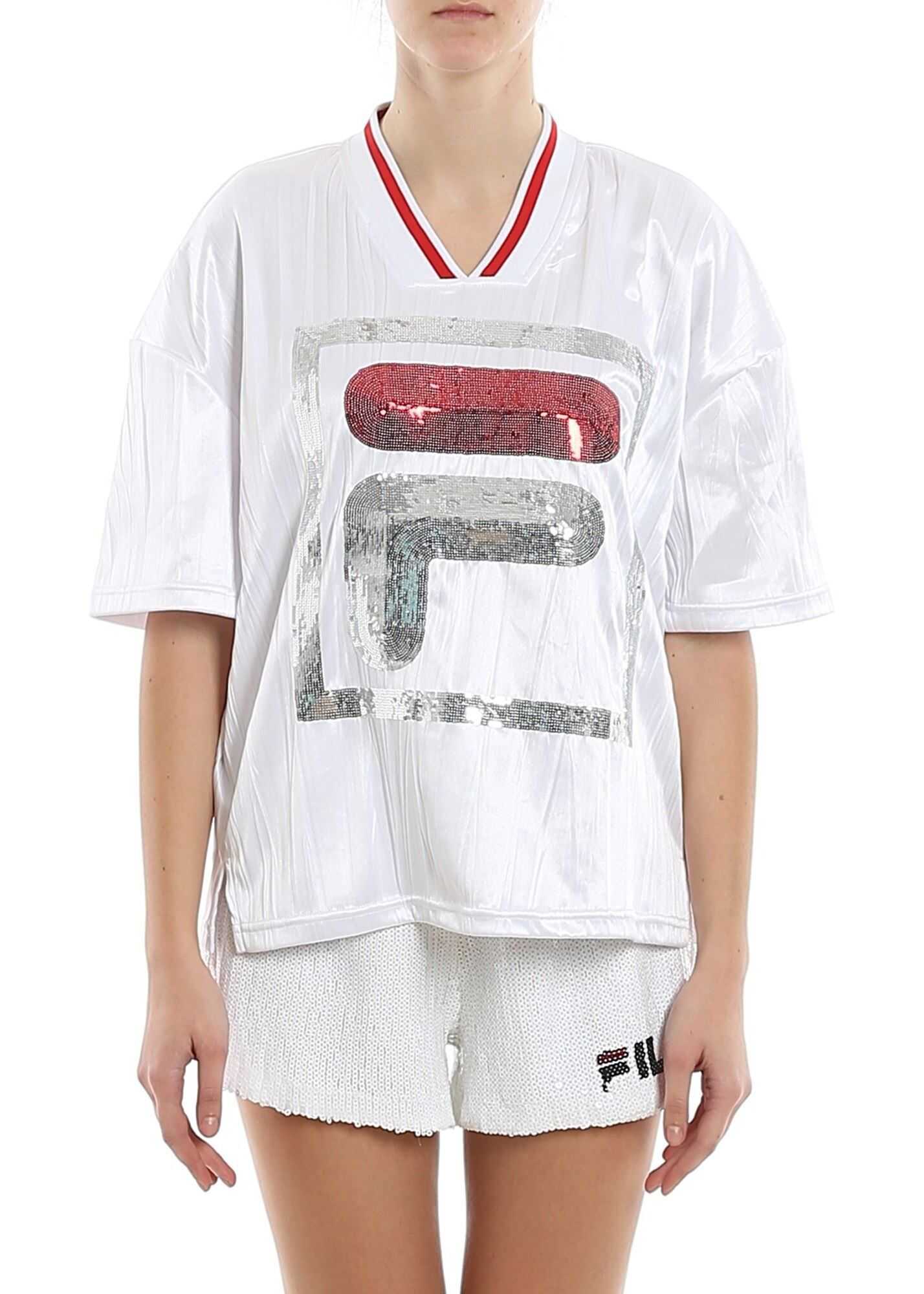 Fila Miu Sequined Maxi Logo T-Shirt White