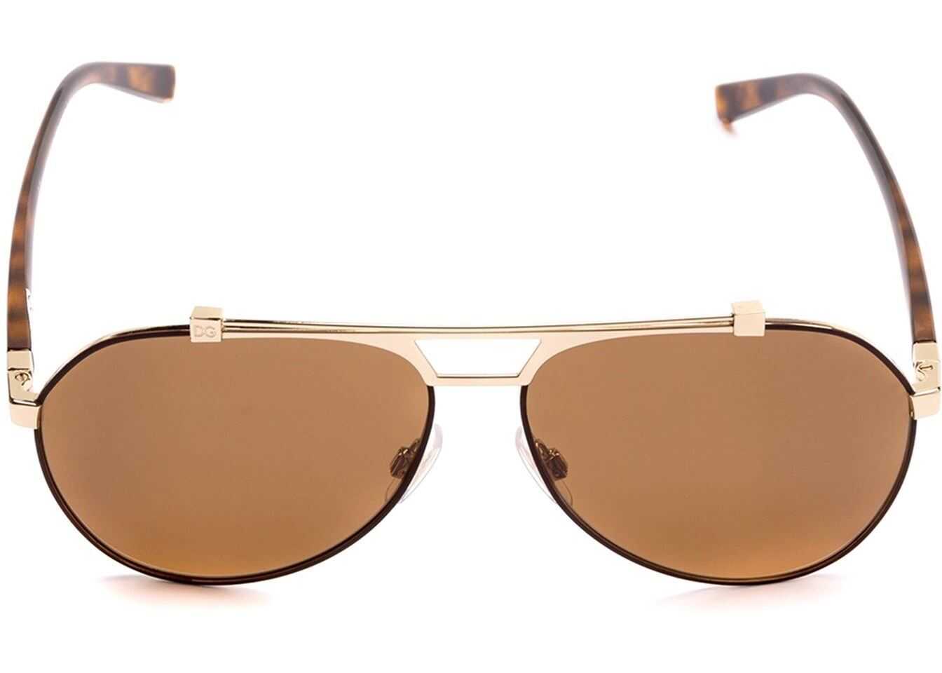 Dolce & Gabbana Aviator Sunglasses With Tortoise Temples Brown