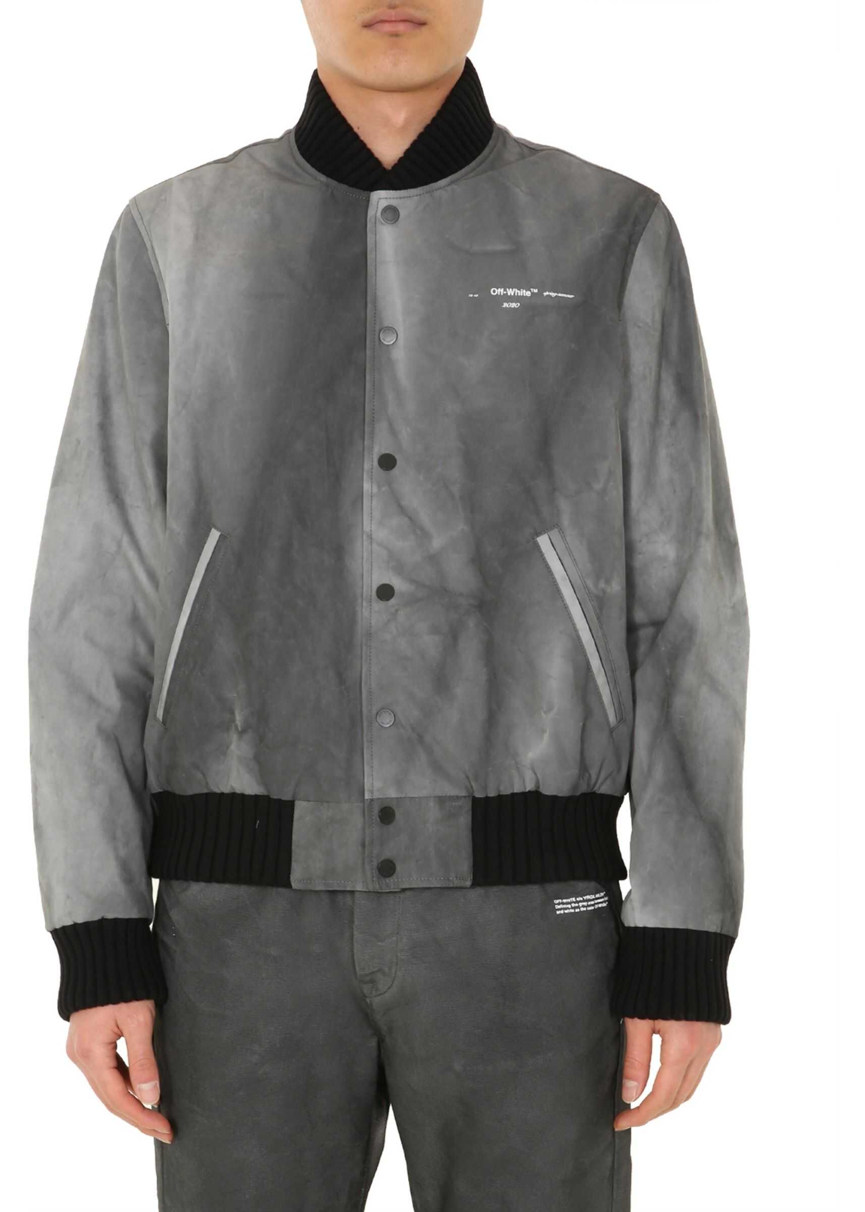 Off-White "Airport Tape Varsity" Bomber BLACK