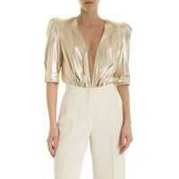 Bluze Glitter Bodysuit In Gold Color Femei