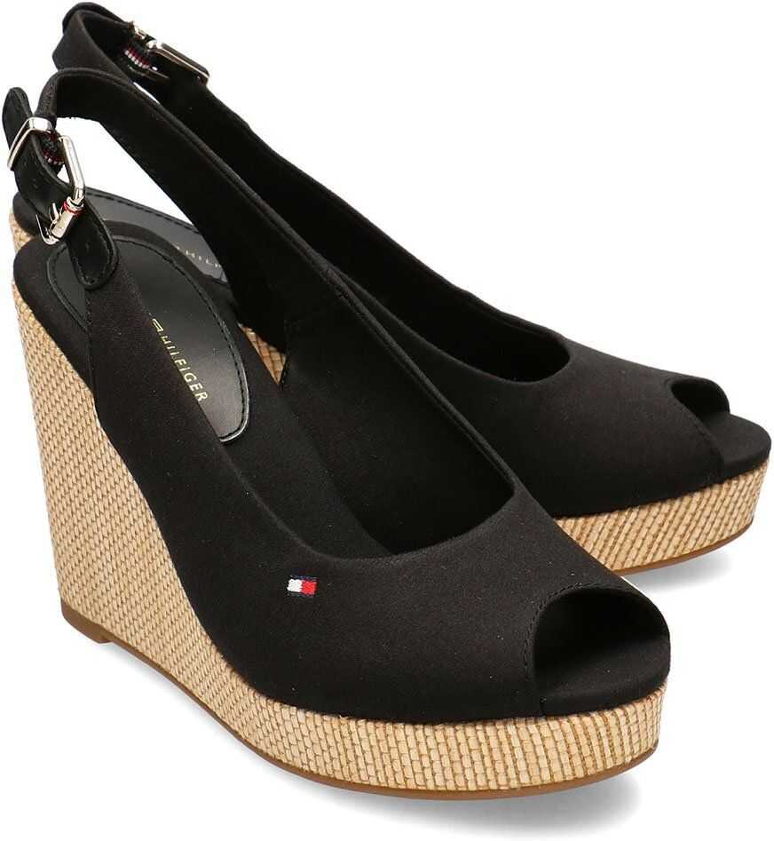 Tommy Hilfiger Iconic Elena Sling Back Wedge Czarny