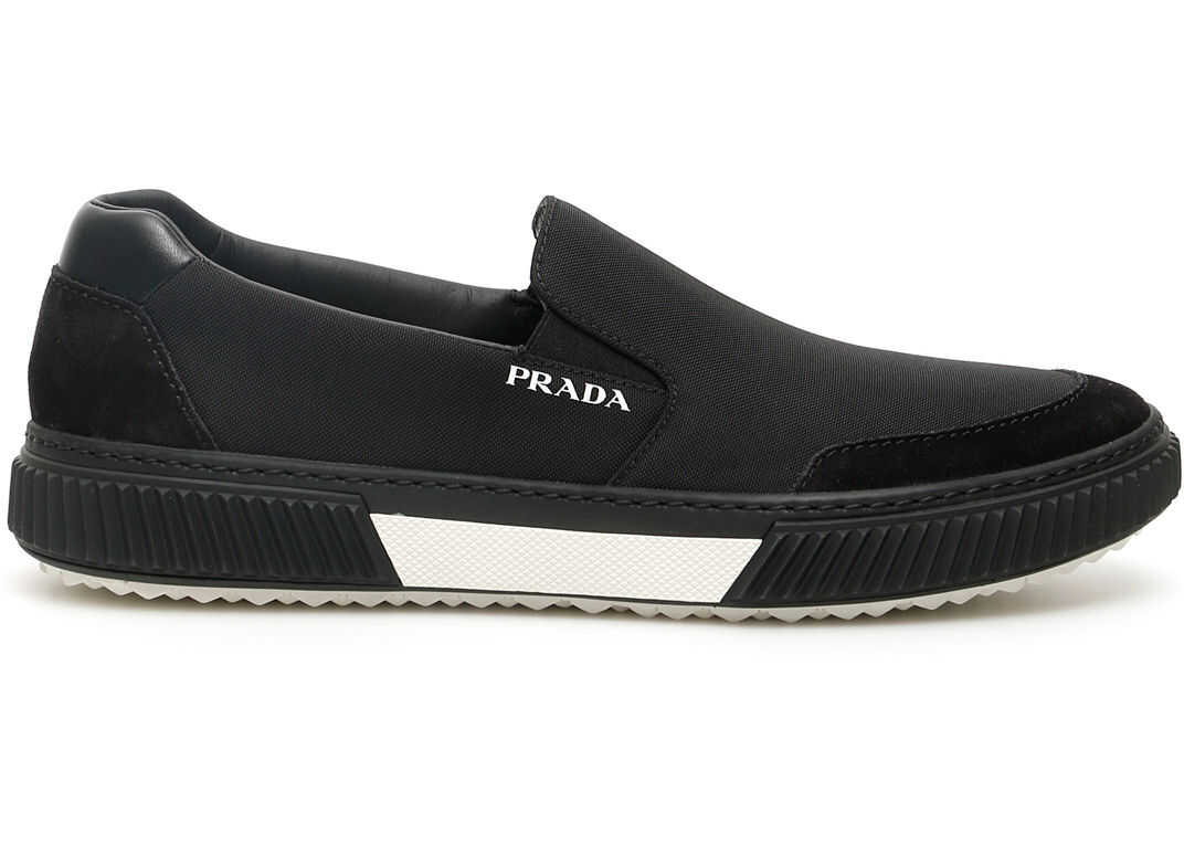 Prada Stratus Slip-On Sneakers NERO BIANCO