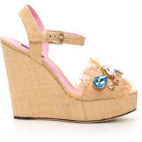 Sandale Bianca Wedge Sandals In Tropea Straw Femei