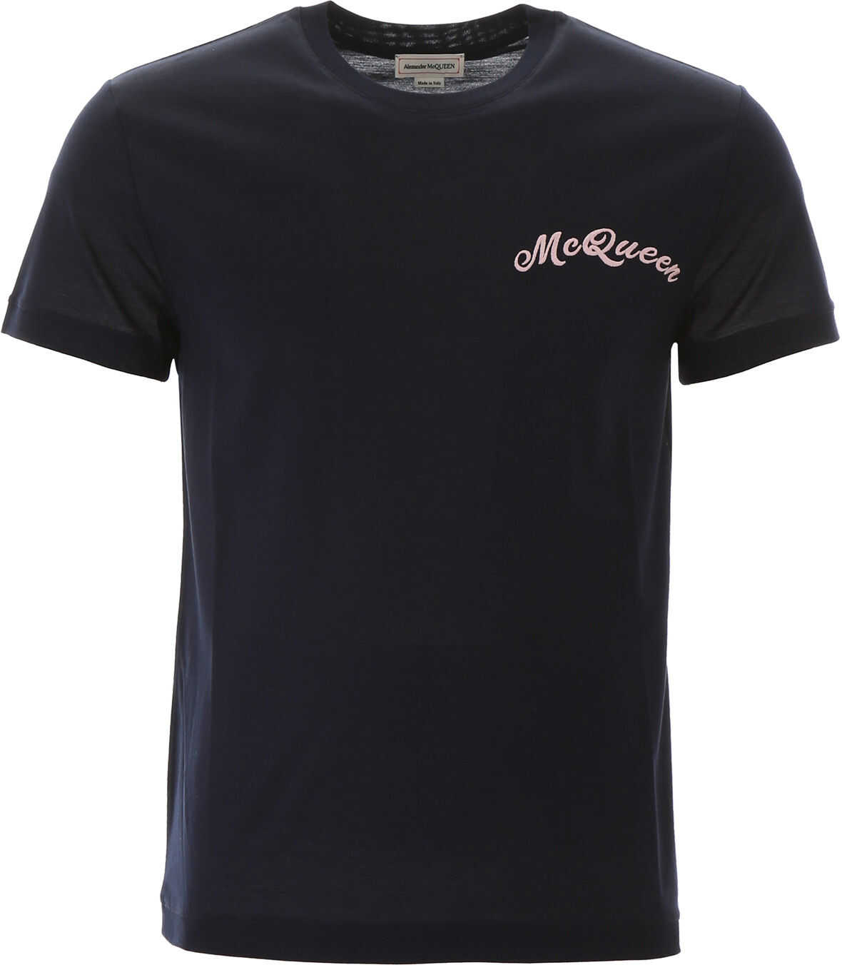 Alexander McQueen T-Shirt With Embroidered Logo NEW NAVY