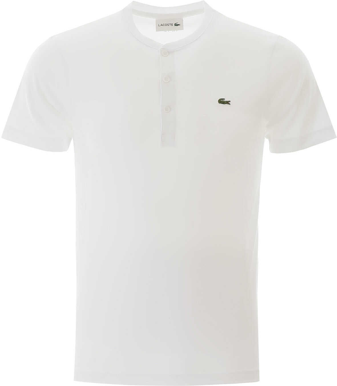 Lacoste Henley T-Shirt With Logo Patch BLANC