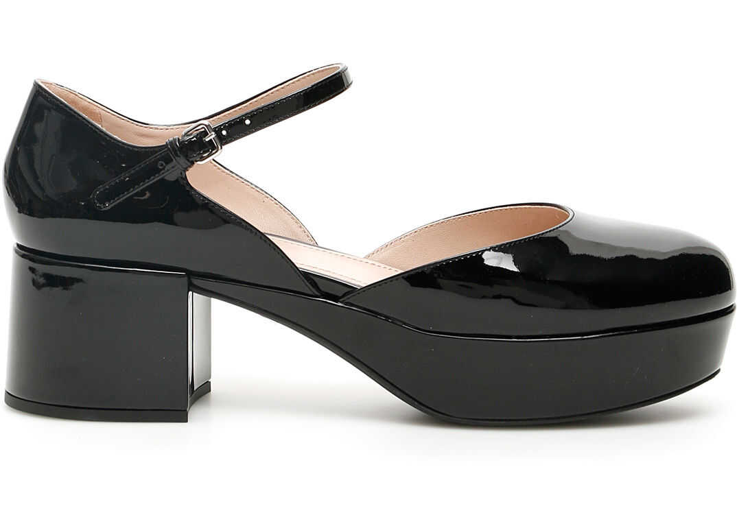 Miu Miu Platform Mary Jane Pumps NERO