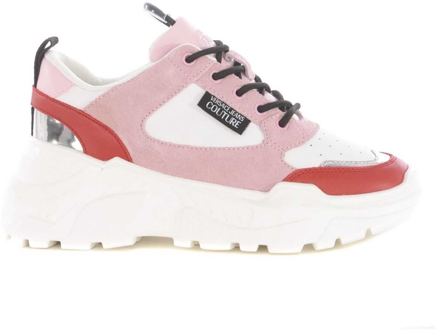 Versace Jeans Couture Speed Sneakers In White And Pink White