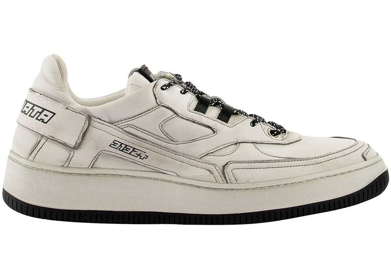 Premiata Leather Vintage Effect Sneakers In White White