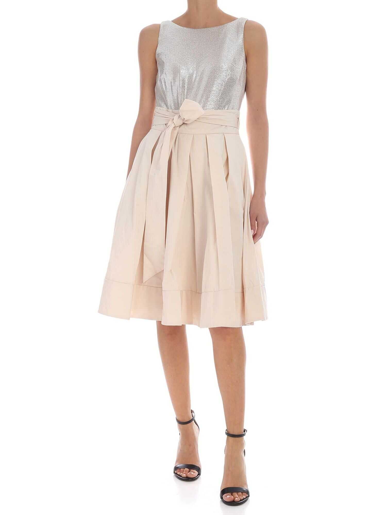 Laminated Bodice Dress In Cream Color