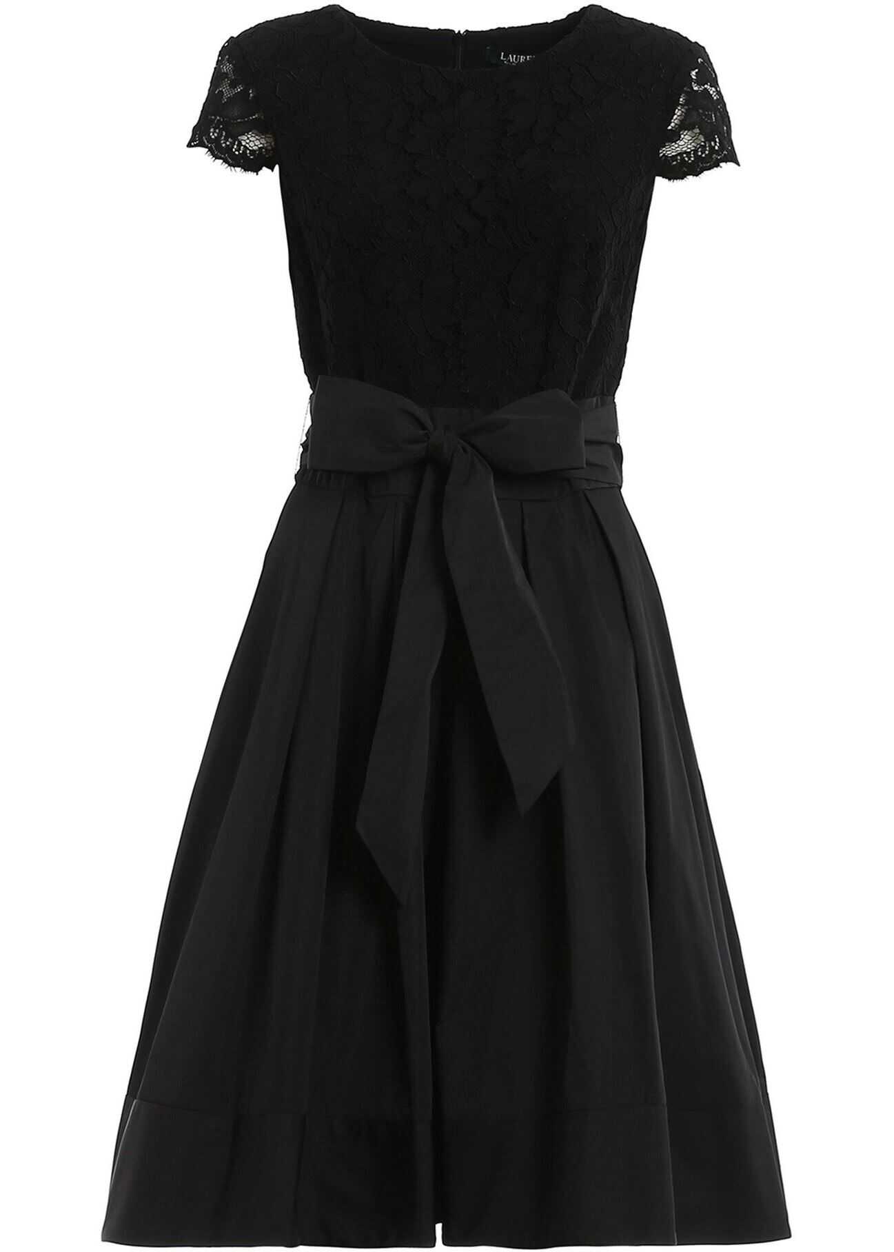 Ralph Lauren Lace Bodice Dress In Black Black