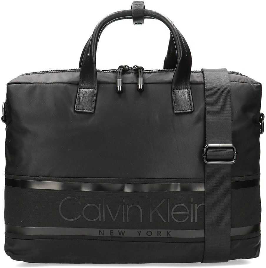 Calvin Klein Striped Logo Laptop Bag Czarny