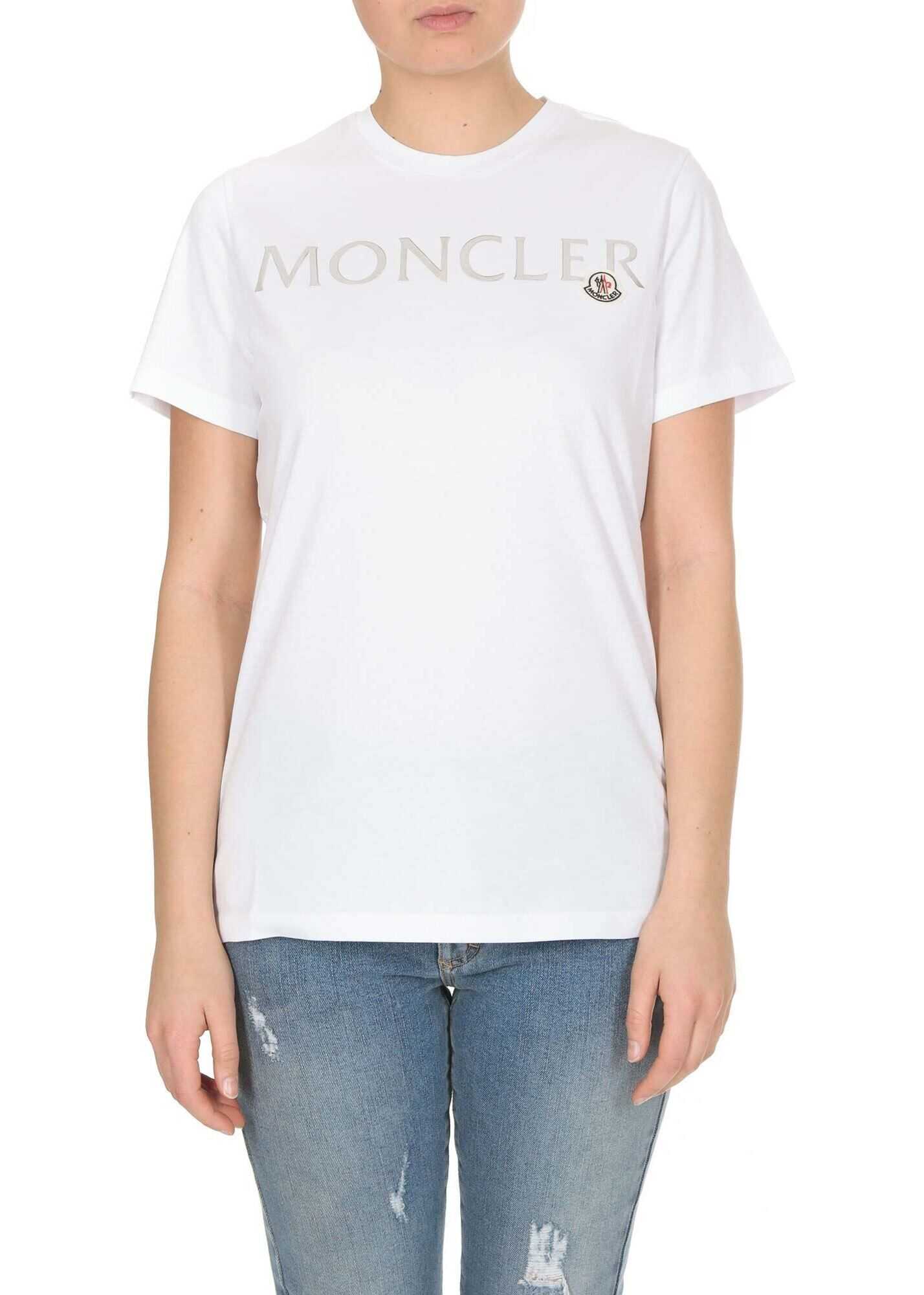 Moncler T-Shirt In White With Logo Embroidery* White