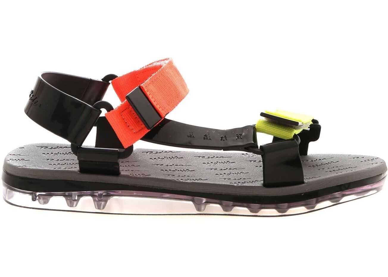 MELISSA Papete Rider Sandals In Black And Neon 32537 53644 Black