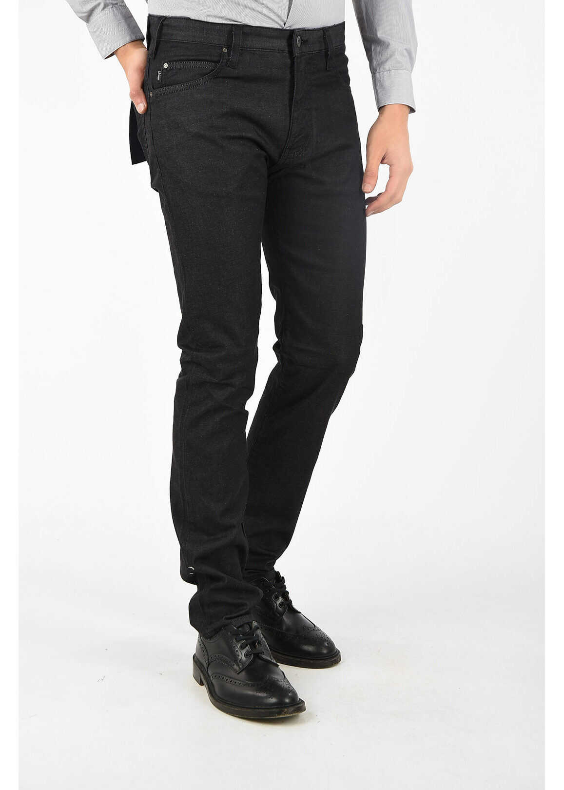 Armani ARMANI JEANS 19cm Stretch Denim Slim Fit Jeans L 34 BLACK