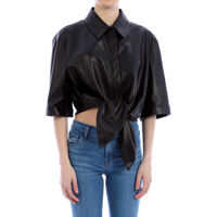 Camasi Cropped Tied Leather Shirt Femei