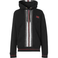 Hanorace Monogram Stripe Panel Cotton Hoodie Barbati