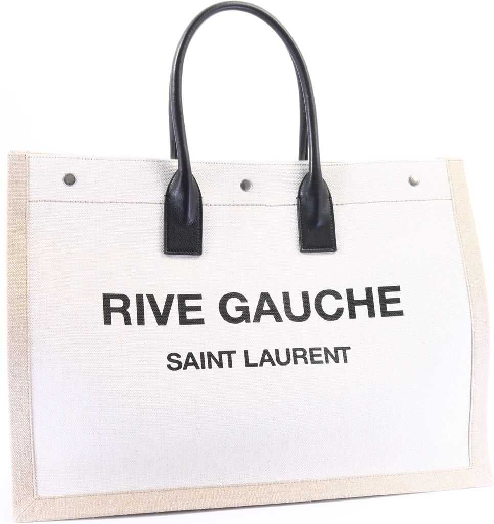 Saint Laurent Linen Tote Bag Rive Gauche Beige