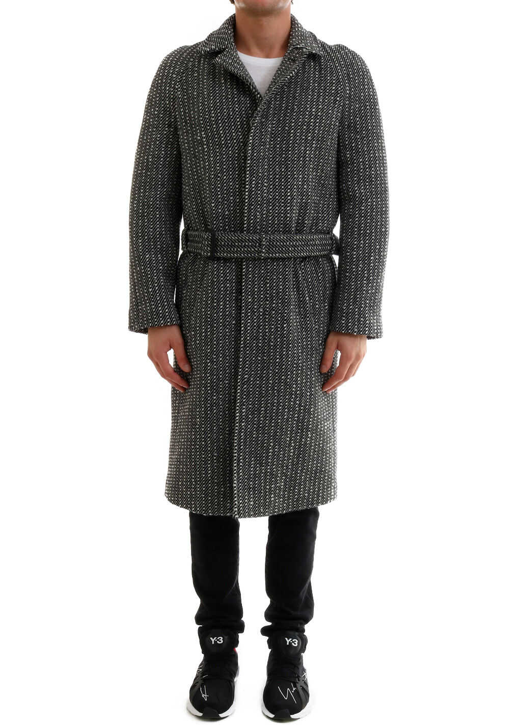 Belted Overcoat In Wool Twill