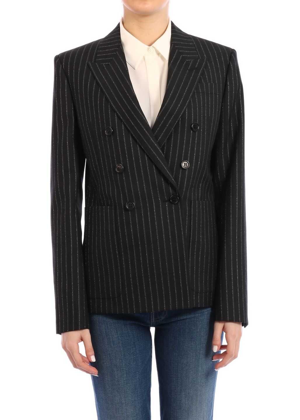 Saint Laurent Lamé Striped Jacket Black