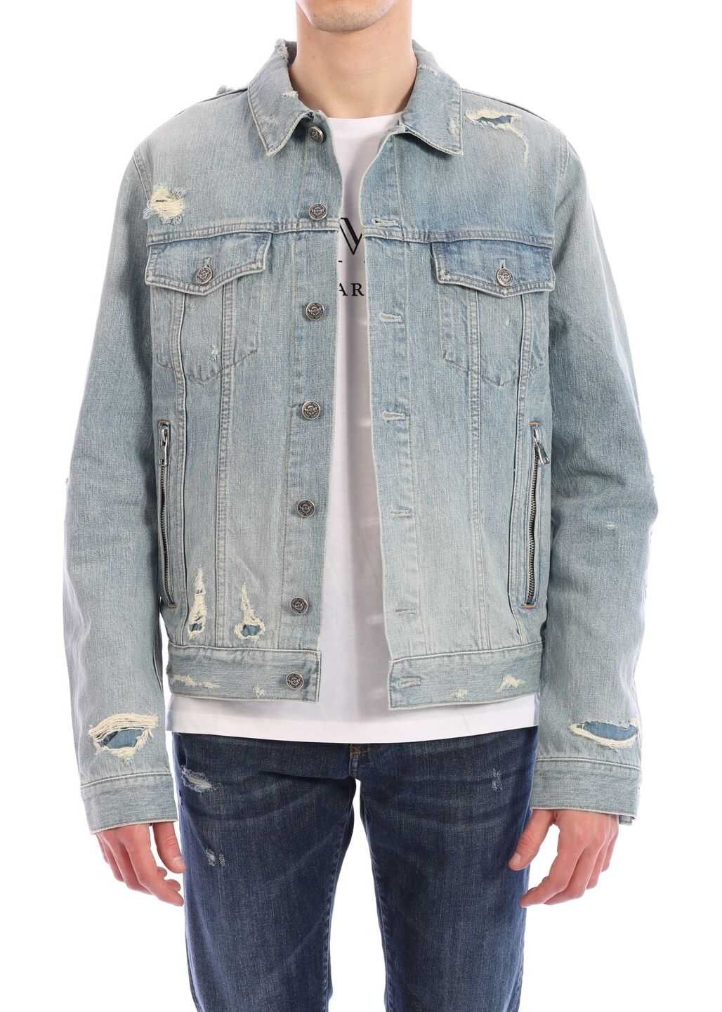 Balmain Logo Denim Jacket Light blue