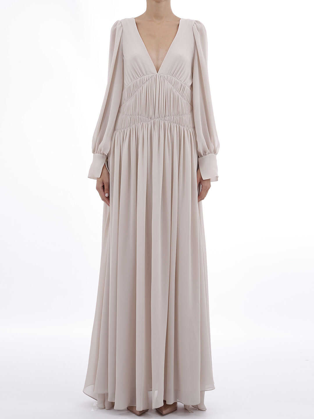 Stella McCartney Long Dress With Drapery 535899 SLA61 White