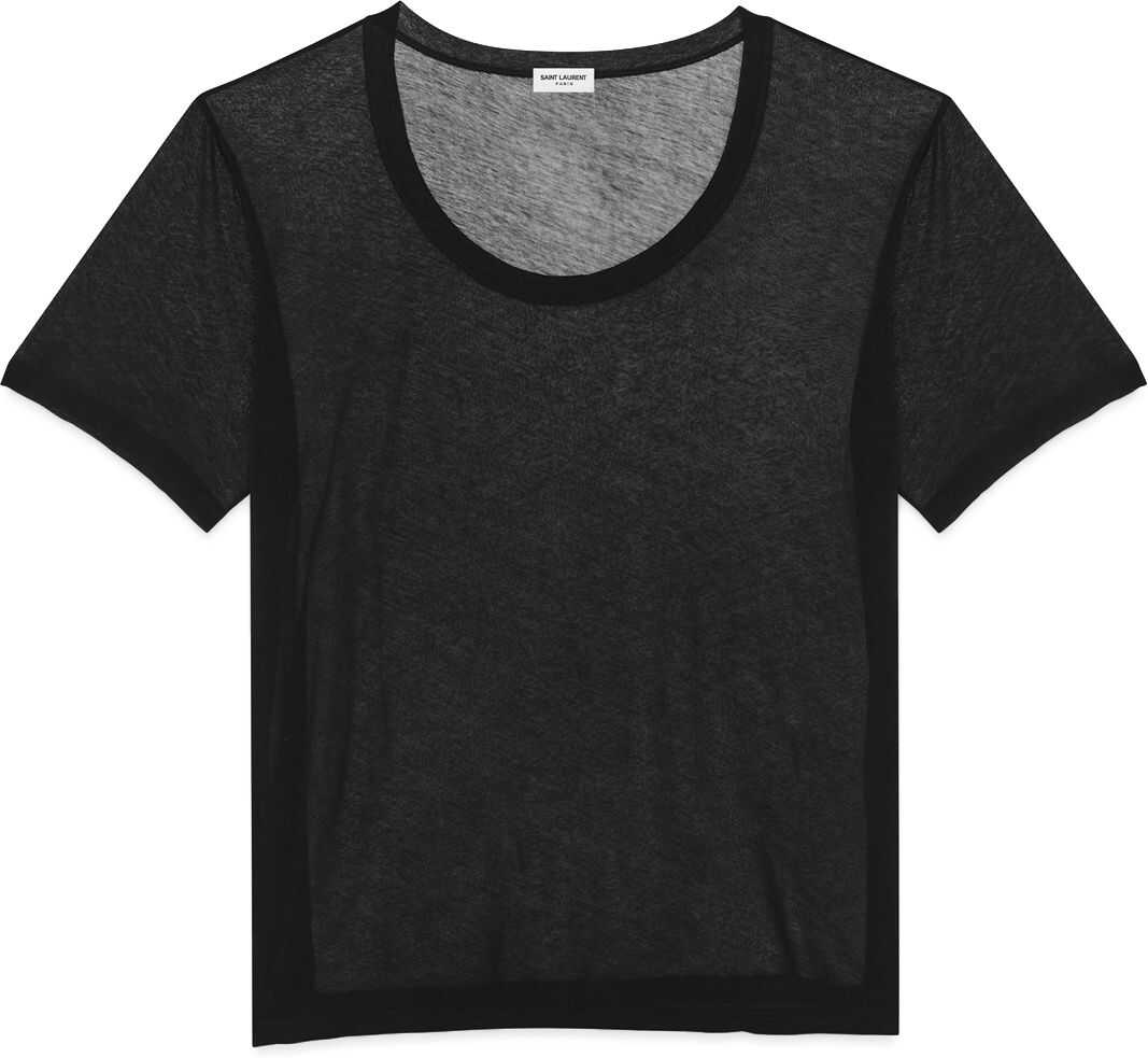 Saint Laurent T-Shirt Transparent Cotton Black