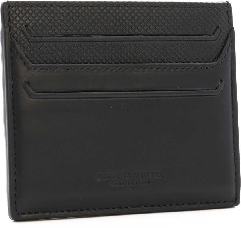 Bottega Veneta Leather Card Holder Marcopolo Black