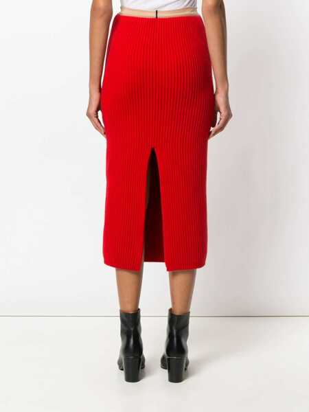 Fuste Calvin Klein 205W39NYC Rib-Knit Midi Skirt RED Femei (BM 7649644) 4