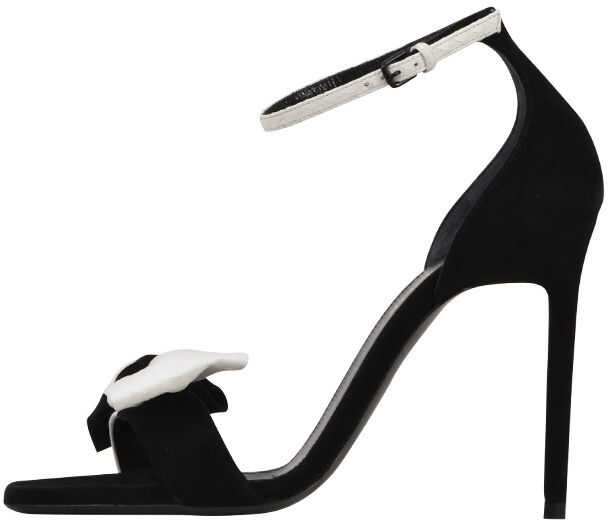 Saint Laurent 10 Cm Suede Sandals White/black