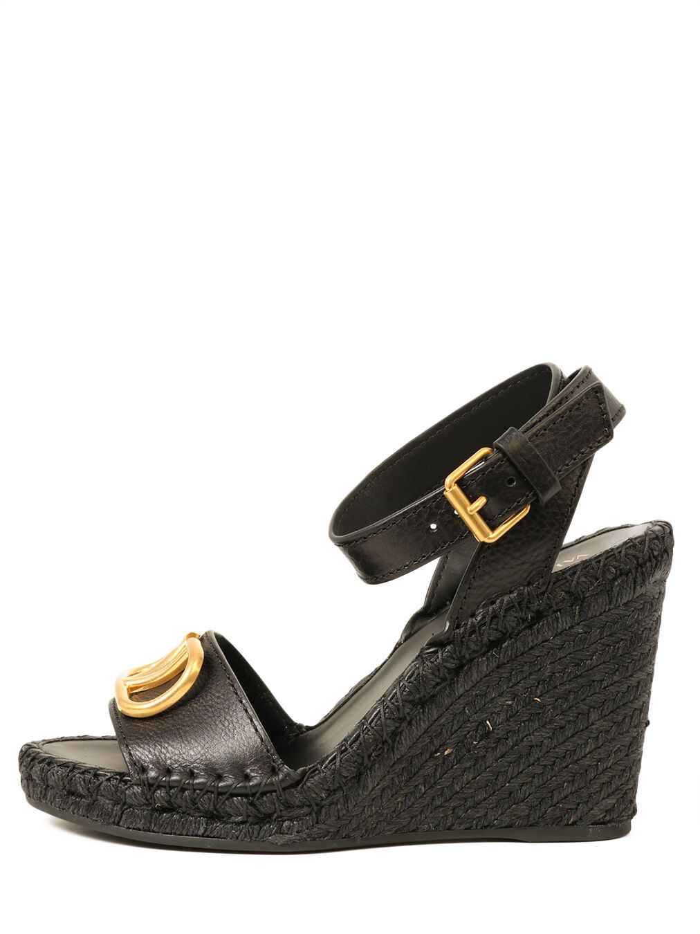 Valentino Garavani Espadrille Sandal Vlogo Black