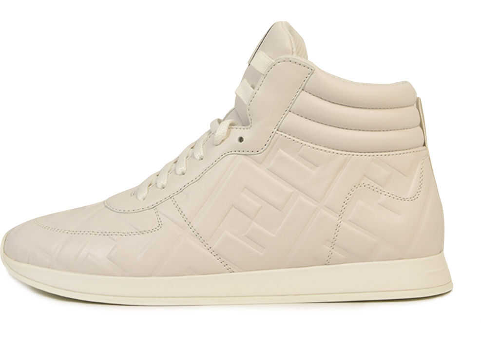 Fendi High-Top Sneaker In Leather White