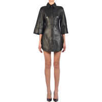 Rochii elegante Lamb Laeather Dress Femei