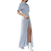 Rochii elegante Long Maxi Shirt Dress Femei