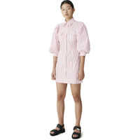 Rochii elegante Striped Print Shirt Dress Femei