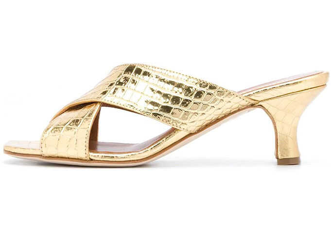 Paris Texas Croc-Embossed 45Mm Sandals Gold