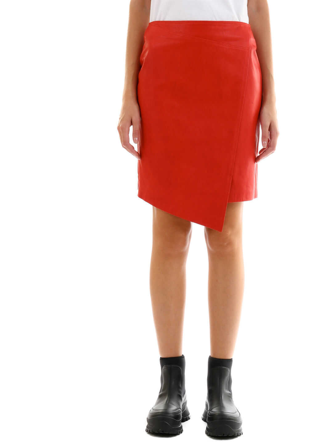 ARMA Leather Miniskirt Red