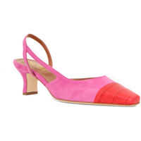 Pantofi cu toc Contrast-Toe Cap Slingback Sandals Femei