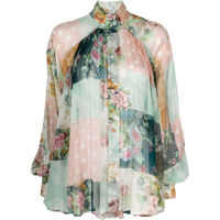 Camasi Patchwork Floral Print Shirt Femei