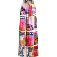 Pantaloni Poster Print Palazzo Trousers Femei